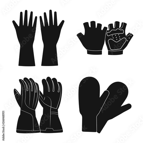 Vector design of glove and winter icon. Set of glove and equipment vector icon for stock.