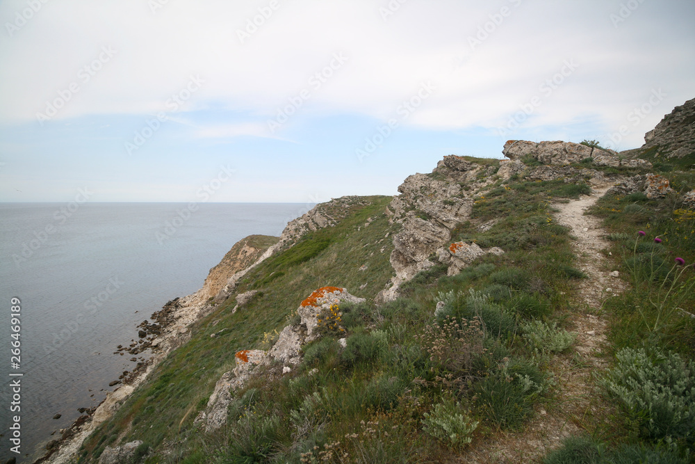 Rocky shores of the Dzhangul, Crimea, Russia. Rocky shores of the Dzhangul, Crimea, Russia.