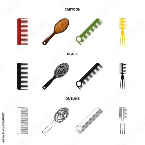 Isolated object of brush and hair sign. Collection of brush and hairbrush stock vector illustration.