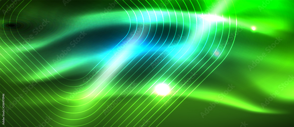Neon glowing techno lines, hi-tech futuristic abstract background template with square shapes Neon glowing techno lines, hi-tech futuristic abstract background template with square shapes