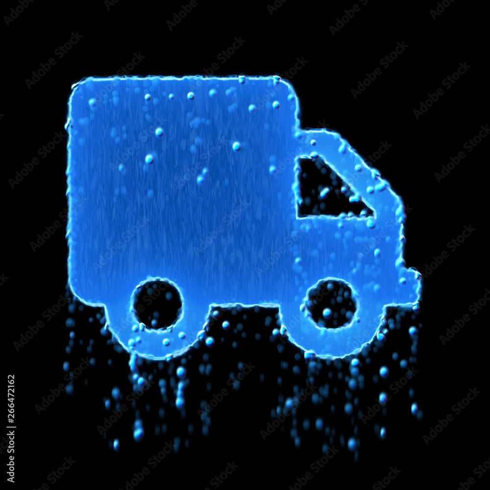 Wet symbol truck is blue. Water dripping Wet symbol truck is blue. Water dripping