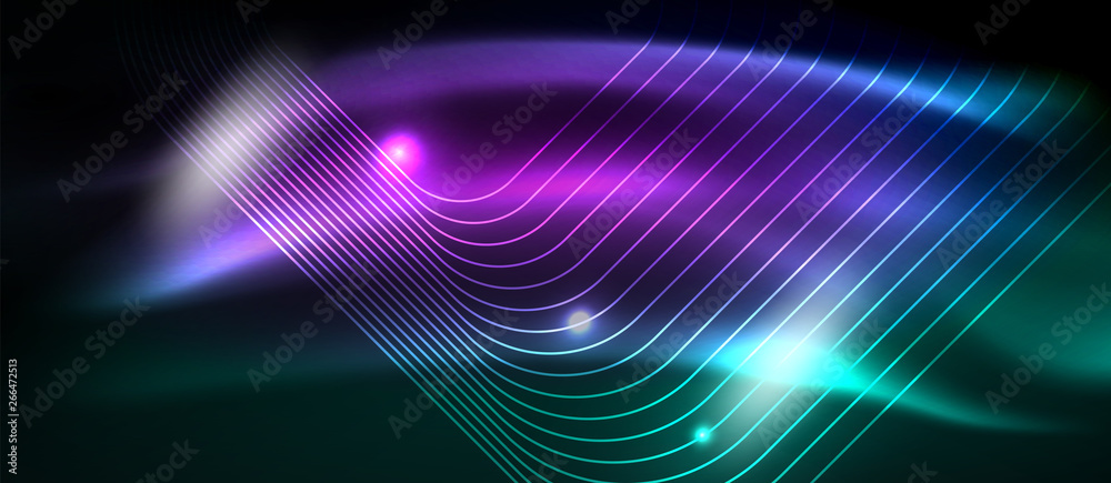 Dark background with neon glowing elements, shiny motion concept Dark background with neon glowing elements, shiny motion concept