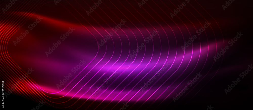Neon glowing techno lines, hi-tech futuristic abstract background template with square shapes Neon glowing techno lines, hi-tech futuristic abstract background template with square shapes