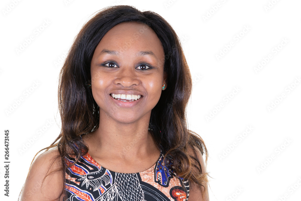 Portrait of smiling african american woman isolated on white background Portrait of smiling african american woman isolated on white background