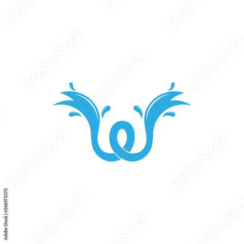 letter w wavy water splash logo vector