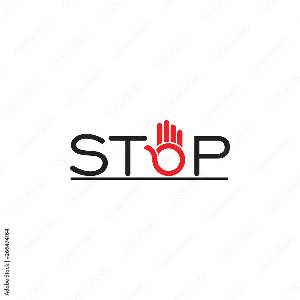 text stop hand palm symbol decoration vector text stop hand palm symbol decoration vector