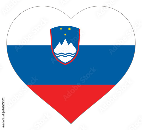 flag in heart vector illustration sign. Flag in the shape of Heart with contrasting contour, symbol of love for his country or valentine day, patriotism.