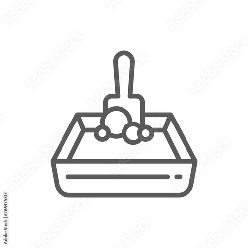 Sand tray and shovel line icon.
