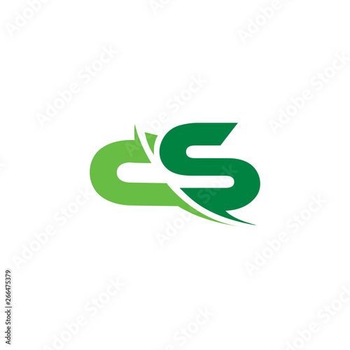 letters cs swoosh slice design geometric logo vector