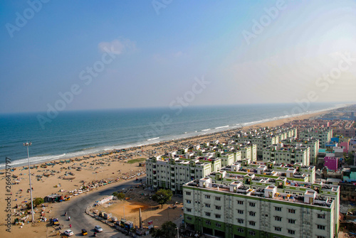  View from the lighthouse over Chennai and Marina Beach, India