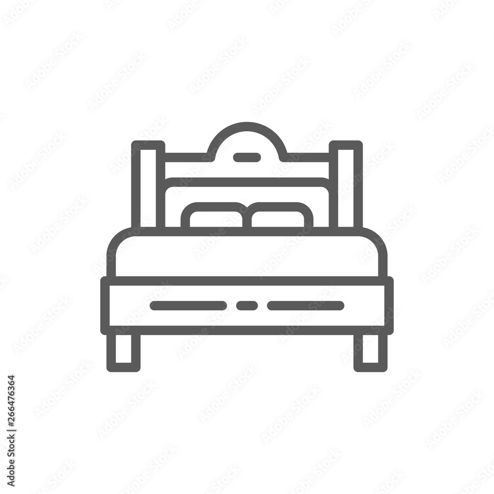 Double bed line icon. Double bed line icon.