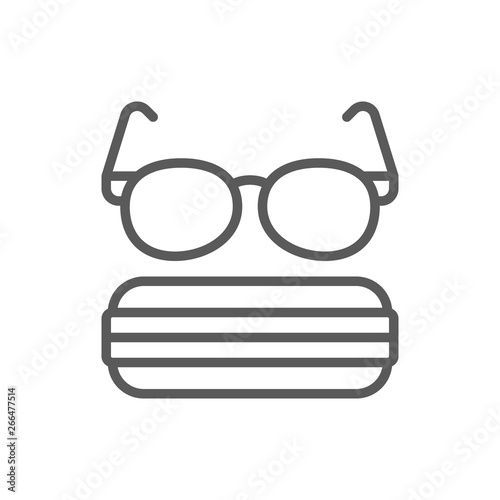 Glasses with case line icon.