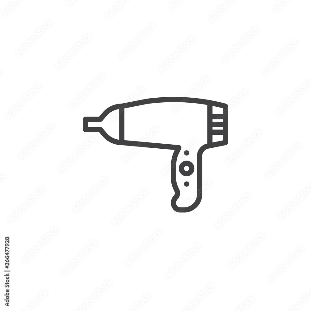 Hair dryer line icon. linear style sign for mobile concept and web design. Electric blow dryer outline vector icon. Symbol, logo illustration. Pixel perfect vector graphics Hair dryer line icon. linear style sign for mobile concept and web design. Electric blow dryer outline vector icon. Symbol, logo illustration. Pixel perfect vector graphics