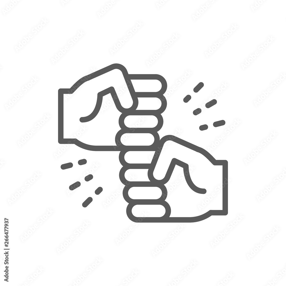 Friendly gestures, joyous punches line icon. Friendly gestures, joyous punches line icon.