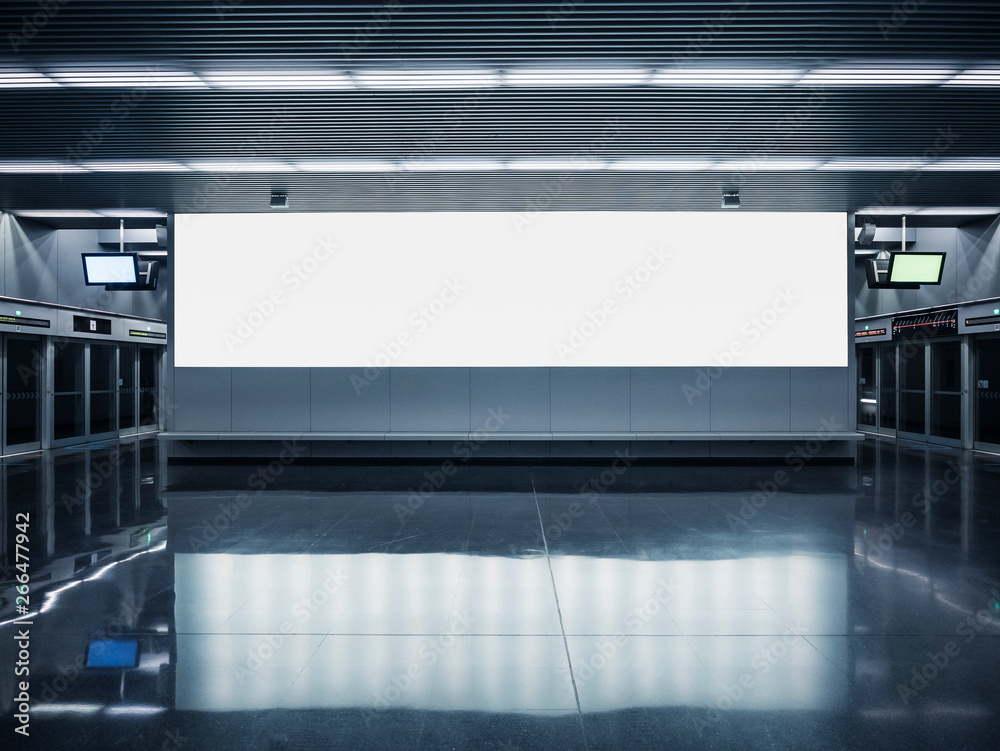 Mock up Billboard banner Blank template media indoor subway station Panorama light box Mock up Billboard banner Blank template media indoor subway station Panorama light box