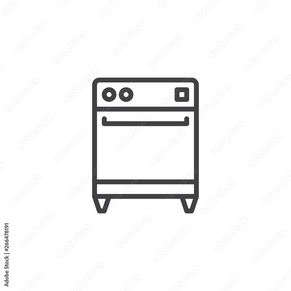 Dishwasher machine line icon. linear style sign for mobile concept and web design. electric dishwasher outline vector icon. Symbol, logo illustration. Pixel perfect vector graphics Dishwasher machine line icon. linear style sign for mobile concept and web design. electric dishwasher outline vector icon. Symbol, logo illustration. Pixel perfect vector graphics