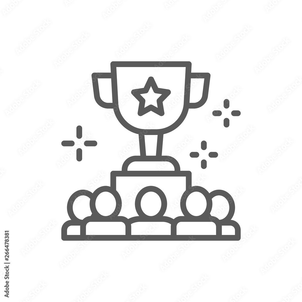 Awarding team for successful project line icon. Awarding team for successful project line icon.