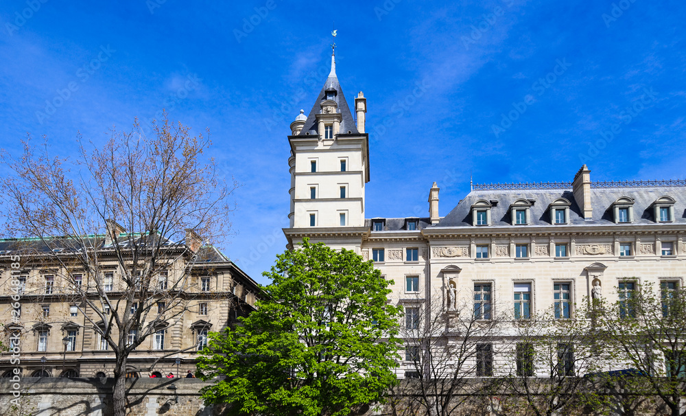 Beautiful facades of historic buildings of Paris France