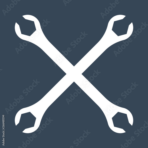 Silhouette icon of crossed wrenches. Workshop, mechanic, repair service logo template. Clean and modern vector illustration.
