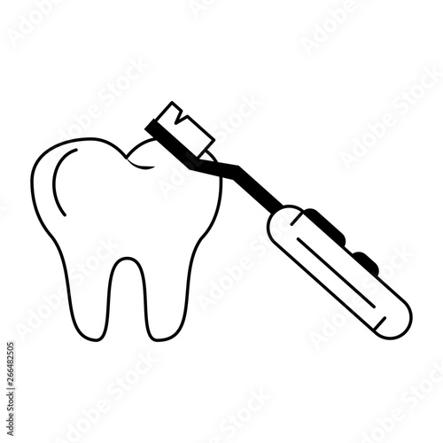 Tooth and electric brush black and white