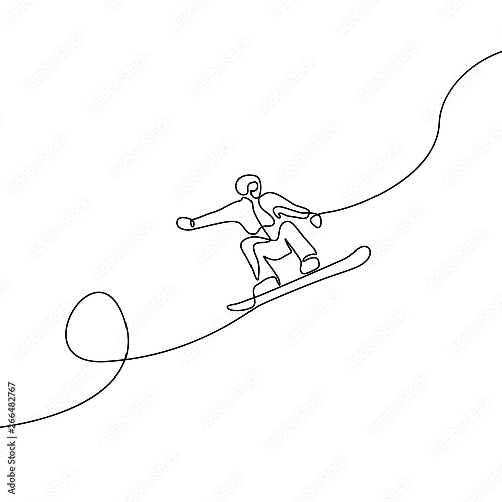Continuous one line Snowboarder jump