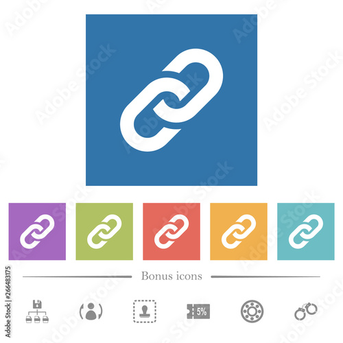 Link flat white icons in square backgrounds