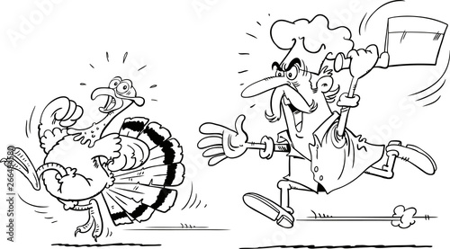 cook and turkey