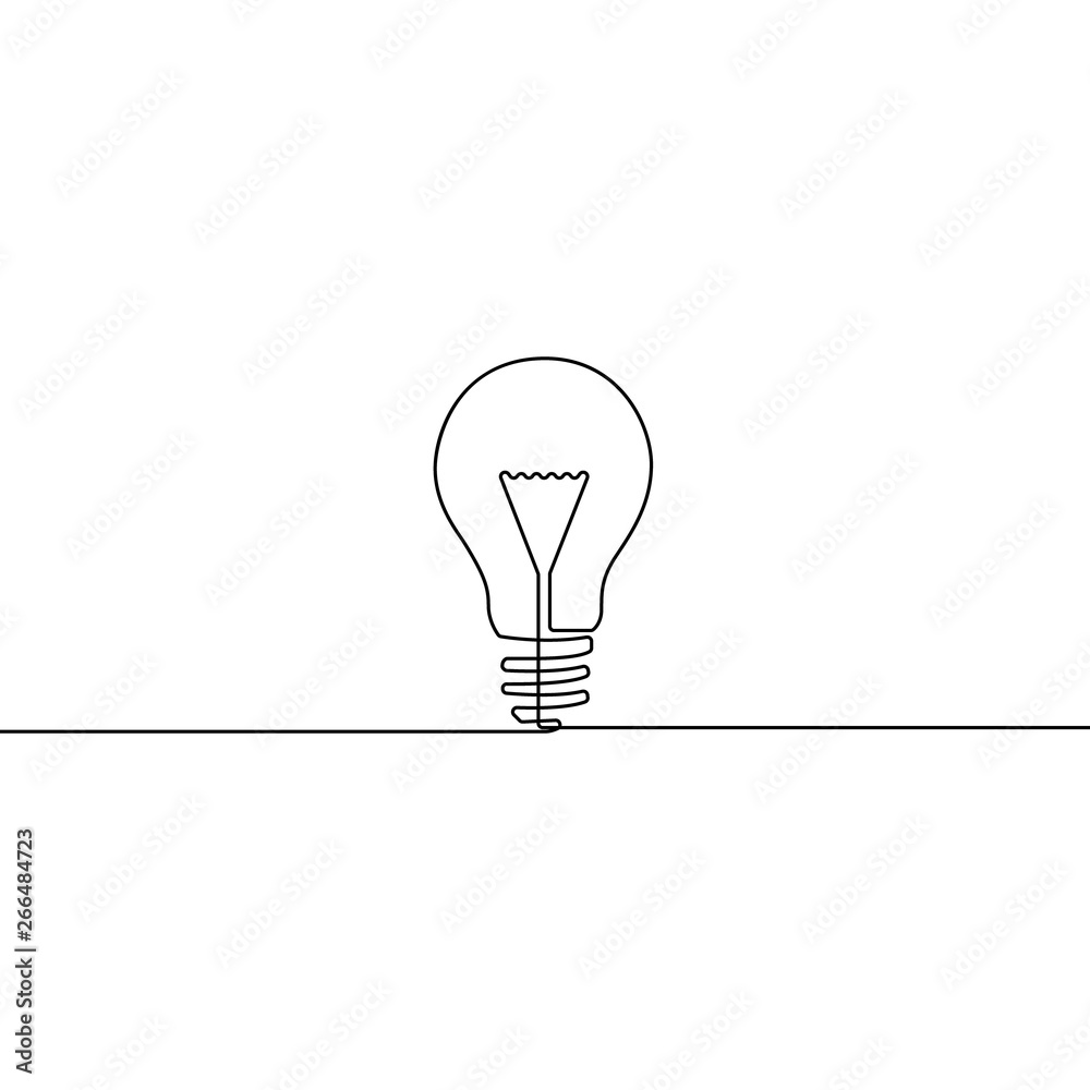 Continuous one line bulb - symbol of idea Continuous one line bulb - symbol of idea