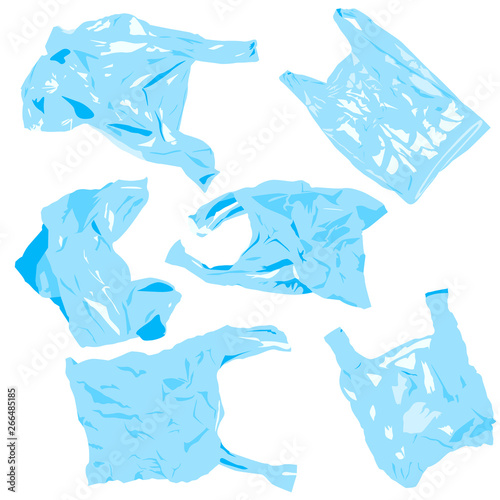 Set of plastik cellophane bags. Reuse, recycle plastic. Ecology problems