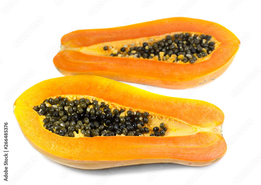 papaya slice isolated on white background papaya slice isolated on white background