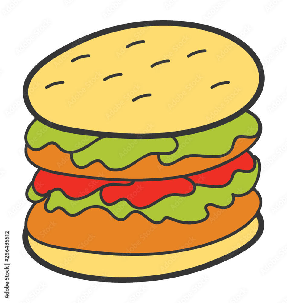 Fast food considered junk item, burger icon. Fast food considered junk item, burger icon.