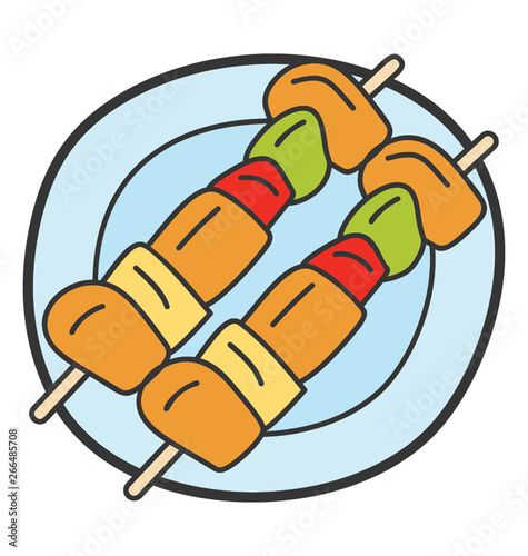 Doodle design of barbeque skewer icon.