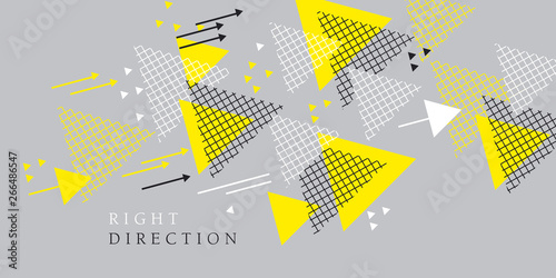 Laconic gray and yellow abstract arrow composition