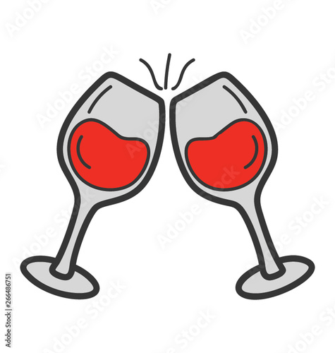Cheers icon in doodle design.