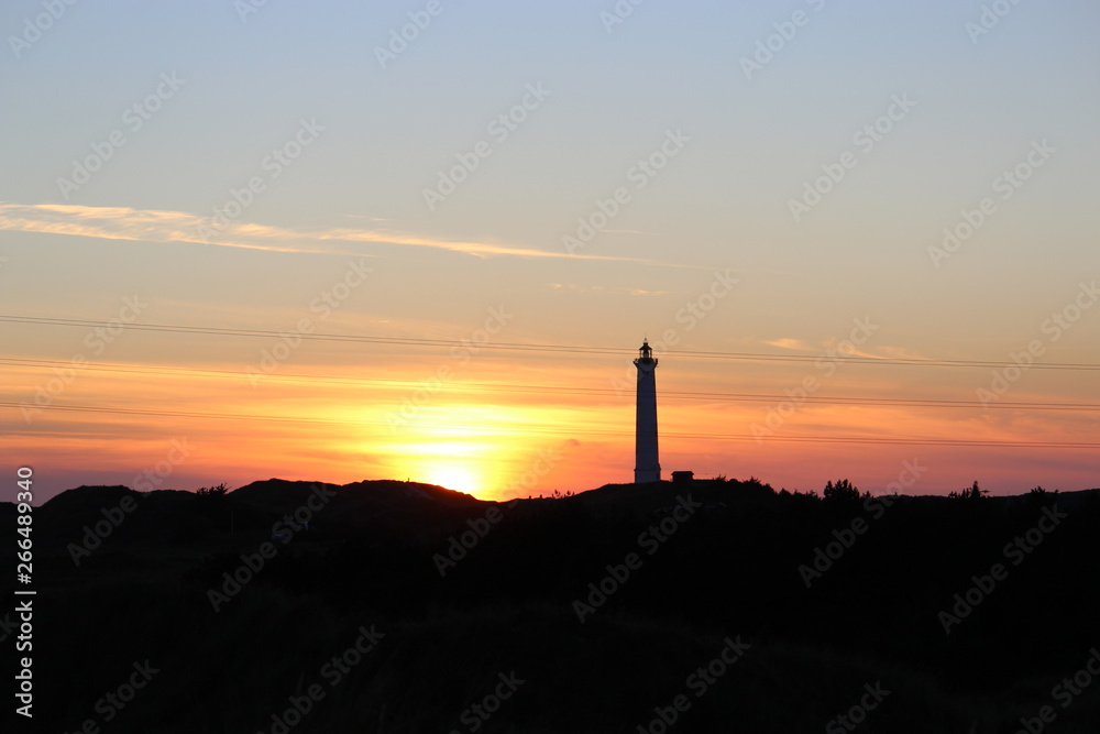 Danish lighthouse at sunset Danish lighthouse at sunset