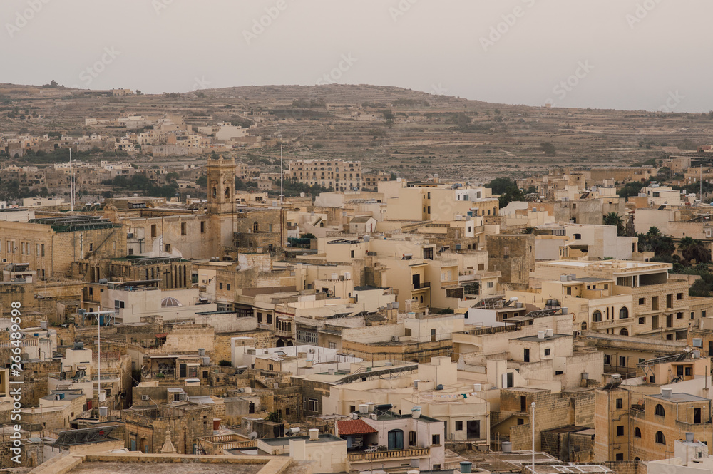 View to residental buildings from Cittadella in Victoria, Malta