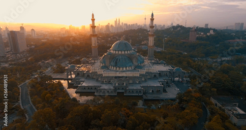 Photography Aerial view of the Federal Territory Mosque, also known as Masjid Wilayah Persek