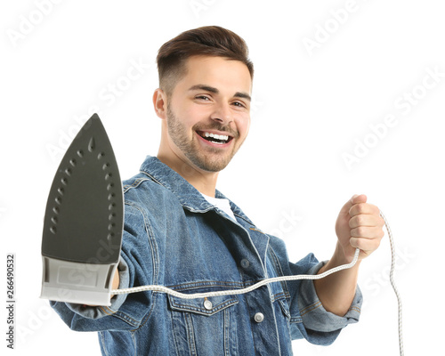 Happy young man with iron o...