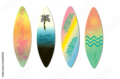 Set of surfboards on white - Illustrazione
