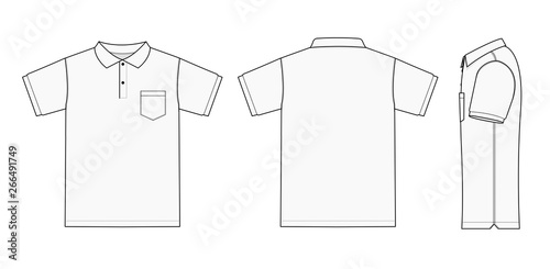 Polo shirt (golf shirt) template illustration ( front/ back/ side ) / white photo