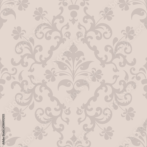 Vector damask seamless pattern element. Classical luxury old fashioned damask ornament  royal victorian seamless texture for wallpapers  textile  wrapping. Exquisite floral baroque template.