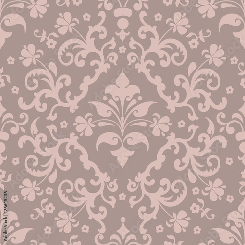 Vector damask seamless pattern element. Classical luxury old fashioned damask ornament  royal victorian seamless texture for wallpapers  textile  wrapping. Exquisite floral baroque template.