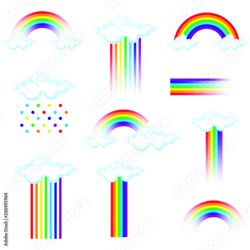 Set of colorful rainbows. Vector illustration