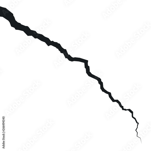 Cracked surface. Realistic crack texture. Crack on the ground or wall or ice. Abstract background. Vector illustration.