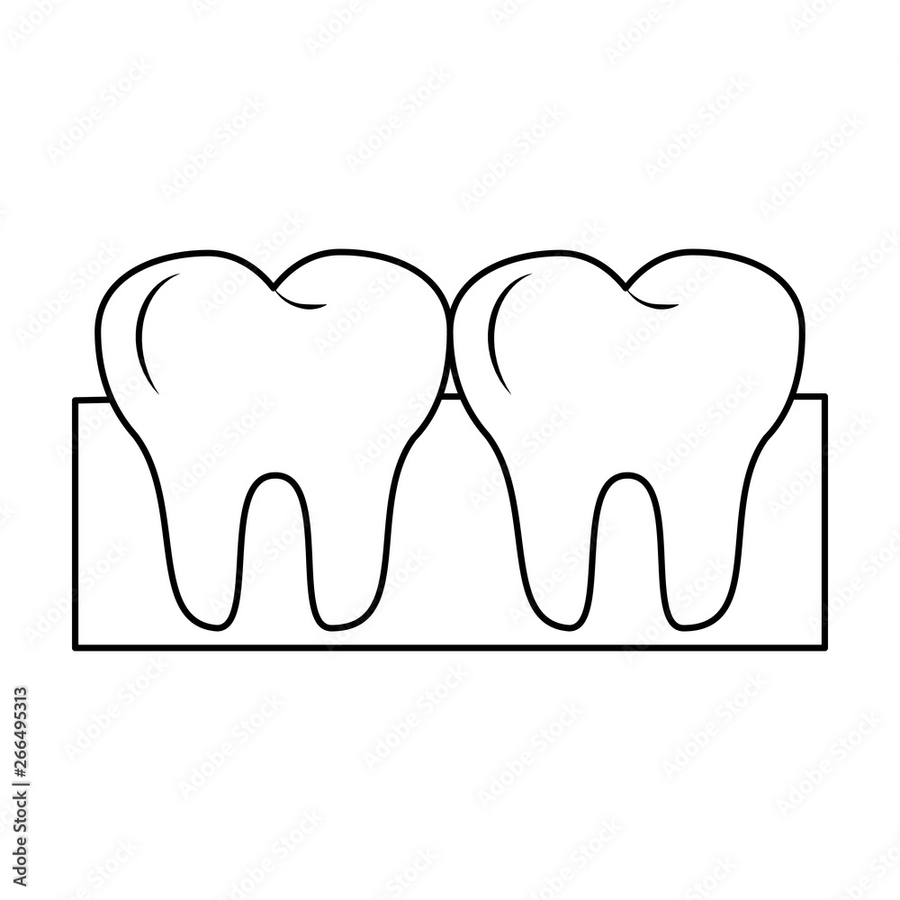 Teeth in gum dental care black and white