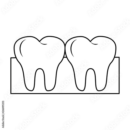 Teeth in gum dental care black and white