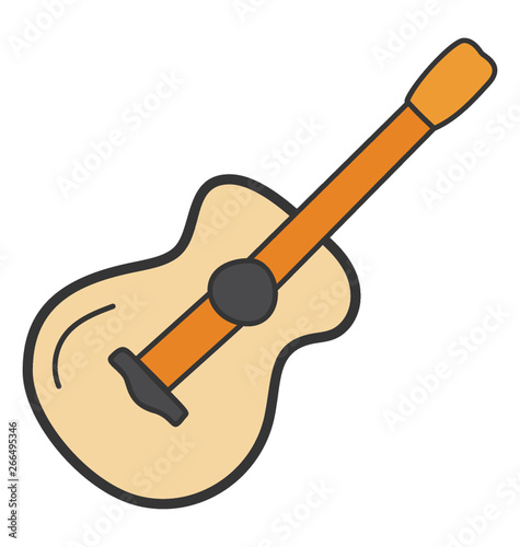 Doodle design of guitar icon.