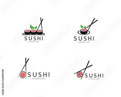 Sushi logo template vector icon for japanese food illustration design 