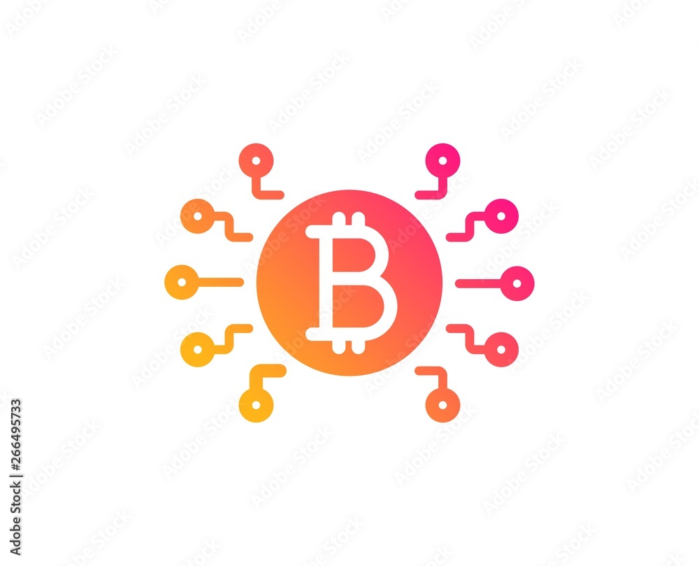 Bitcoin system icon. Cryptocurrency scheme sign. Crypto money symbol. Classic flat style. Gradient bitcoin system icon. Vector Bitcoin system icon. Cryptocurrency scheme sign. Crypto money symbol. Classic flat style. Gradient bitcoin system icon. Vector