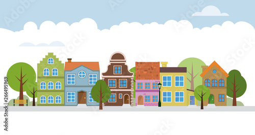 Cute village neigbourhood vector illustration photo